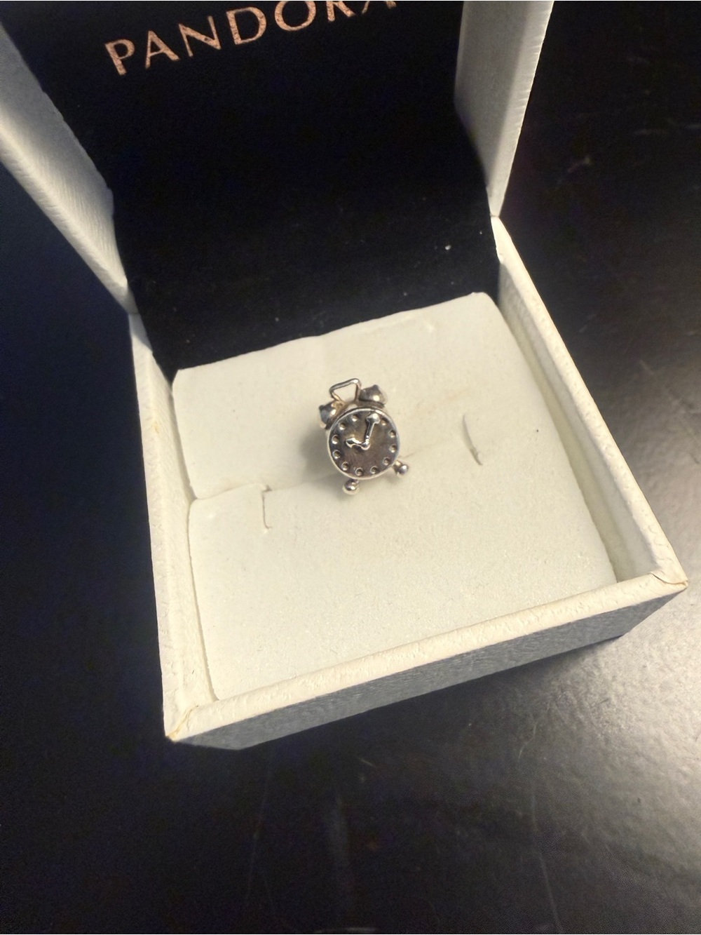Retired Pandora Silver Alarm Clock  Charm
